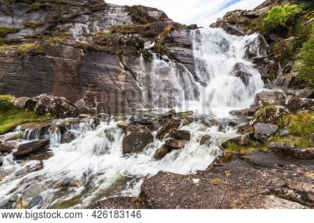 Water Fall In North Wales, Cwmorthin, Wide Angle