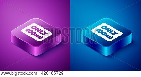 Isometric Liquids In Carry-on Baggage Icon Isolated On Blue And Purple Background. Airport Rules. Sq