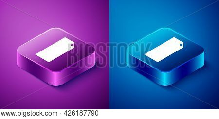 Isometric Grip Tape On A Skateboard Icon Isolated On Blue And Purple Background. Square Button. Vect