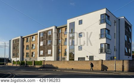 Grantham, England- June 10, 2021. The Care Home Brick Kiln Place Exterior Building On Springfield Ro