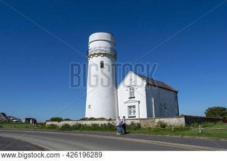 Old Hunstanton, Norfolk, England - June 13 2021. The Old Hunstanton Lighthouse Which Is Now A Holida