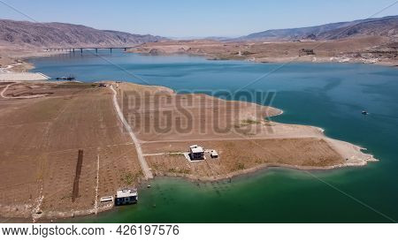 Aerial View Of Water Reservoir On The River Tigris In The Place Of Former Village Of Hasankeyf