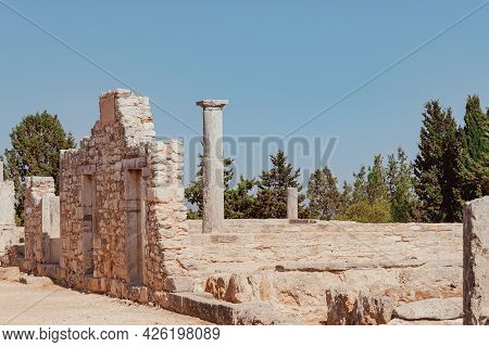 Ancient Ruins Of Colonnaded Portico In The Sanctuary Of Apollo Hylates Near Limassol, Cyprus