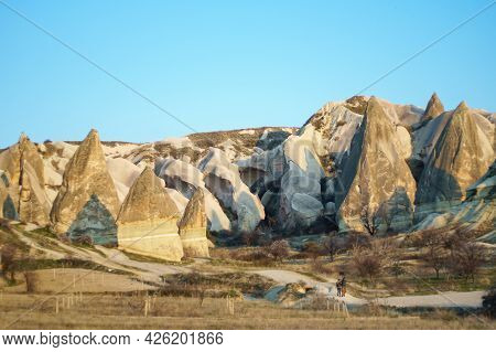 Cappadocia Landscape And Rose Valley At Sunset. Turkey. Goreme National Park