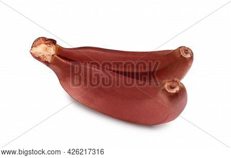 Tasty Red Baby Bananas On White Background
