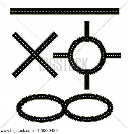 Road For Concept Design. Travel Concept. Line Vector Icon. Top View. Vector Illustration. Stock Imag