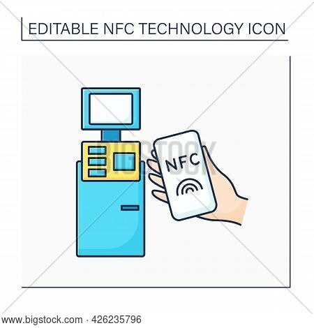 Nfc Color Icon. Safety Payment System On Mobile Phone. Paying Bills. Bank Terminal. Near Field Commu