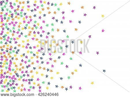 Autumn Confetti Vector White Background. Green Foliage Decoration Set. Bio Leaf Illustration. Colorf