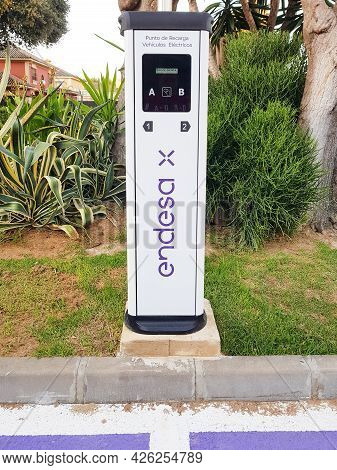 Jerez De La Frontera, Andalusia, Spain. 7 July 2021. Charging Point For Electric Vehicles Of The End