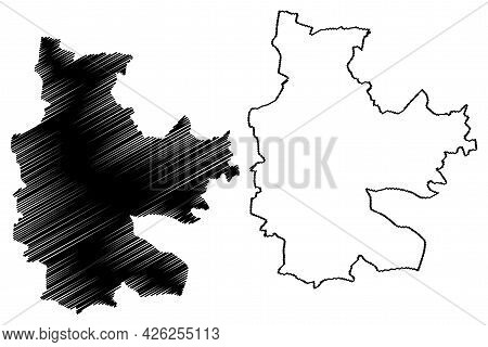 Cottbus City (federal Republic Of Germany, Urban District, State Of Brandenburg) Map Vector Illustra