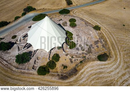 Arial View Of Kalavasos Tenta Or Tenda, Neolithic Archaeological Monument. Kalavassos Village Larnac