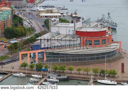 Gothenburg, Sweden - August 27, 2018: Aerial View Of Gothenburg City In Sweden With Gota Alv River, 