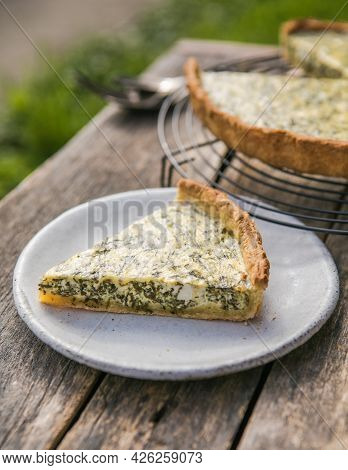 Quiche With Spinach - Traditional Dish Of French Cuisine. Spinach  Tart