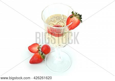 Glass With Rossini Cocktail Isolated On White Background