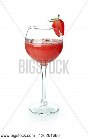 Glass With Rossini Cocktail Isolated On White Background