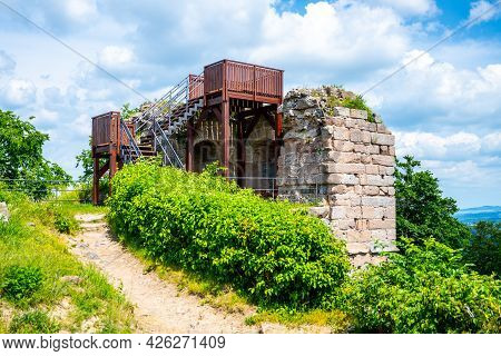 Wooden Lookout Platform On Kumburk Castle Ruins Near Nova Paka, Czech Republic