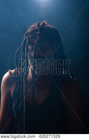 Voodoo Queen, Portrait Of A Supernatural Entity Voodoo Queen, Artistic Makeup, Black Background, Low