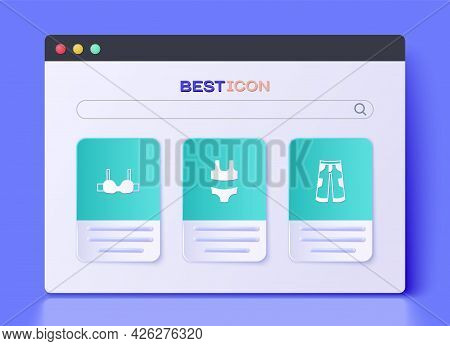 Set Swimsuit, Bra And Pants Icon. Vector