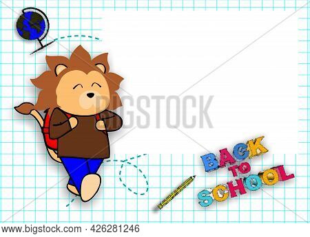 Cute Lion Back To School Picture Frame Background Illustration