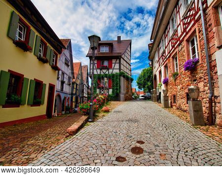 Gengenbach, Germany - July 07, 2021 - View Of The Old Village Of Gengenbach With Its Old Houses In T