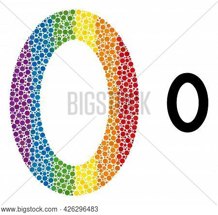 Digit Zero Composition Icon Of Spheric Blots In Variable Sizes And Spectrum Multicolored Color Tinge