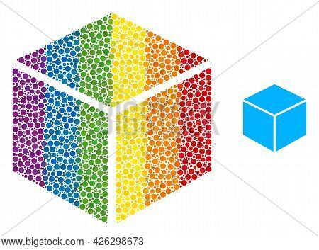 Sugar Cube Collage Icon Of Spheric Dots In Various Sizes And Rainbow Colored Color Tinges. A Dotted 