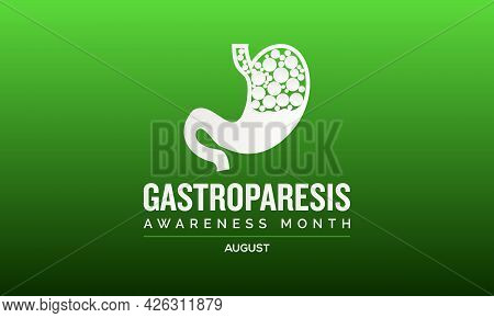 Gastroparesis Awareness Month Vector Banner, Poster, Background Template Observed On August. Health
