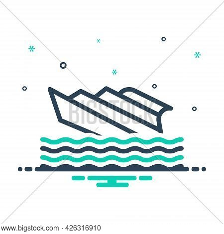 Mix Icon For Shipwreck Capsized Stormy Waves Crashing  Transport Rafting