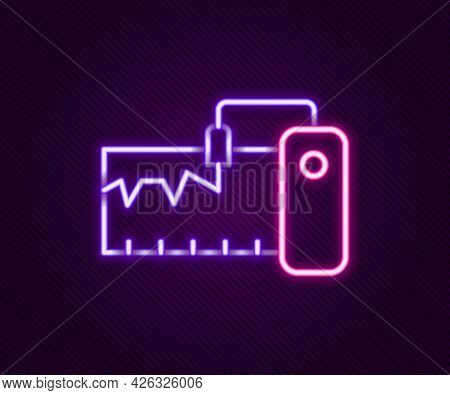 Glowing Neon Line Electrical Measuring Instrument Icon Isolated On Black Background. Analog Devices.