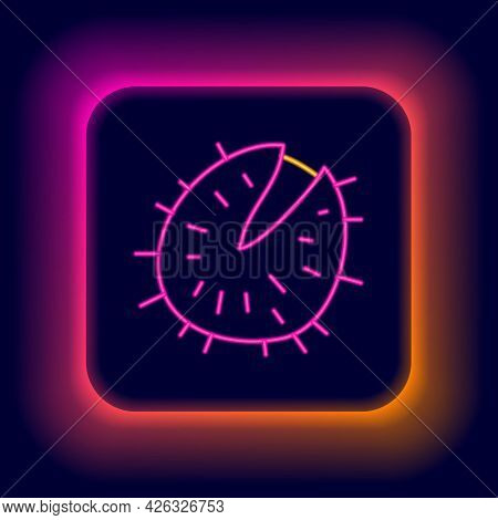 Glowing Neon Line Chestnut Icon Isolated On Black Background. Barbed And Strong Chestnut. Colorful O