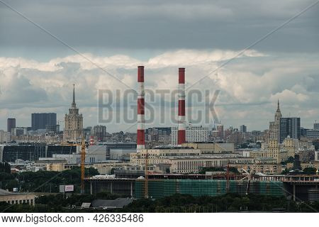 Moscow, Russia - July 3 2021: View From The Observation Deck On Vorobyovy Gory