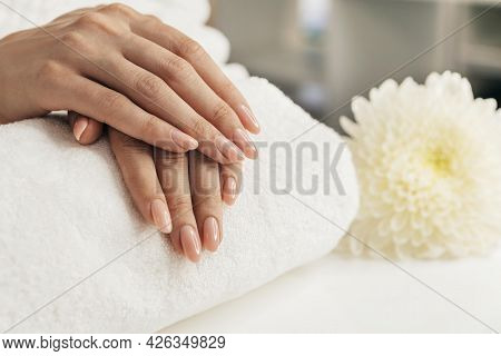 Healthy Beautiful Manicure Blossom Flowers. High Quality Beautiful Photo Concept
