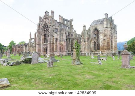 ruinerne af Melrose Abbey, skotske grænser, Skotland