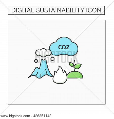 Carbon Emission Color Icon.co2. Emit Gas Into Atmosphere. Climate Change. Negative Impact On Environ