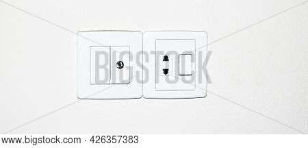 Designer Electrical White Switch Board With 3 Pin Socket And Switch.