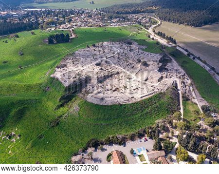Megiddo National Park In Israel. Archeological Site Of Biblical Tel Megiddo Also Known As Armageddon