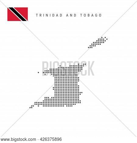 Square Dots Pattern Map Of Trinidad And Tobago. Republic Of Trinidad And Tobago Dotted Pixel Map Wit