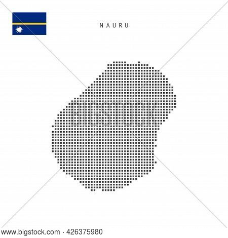 Square Dots Pattern Map Of Nauru. Nauruan Dotted Pixel Map With National Flag Isolated On White Back