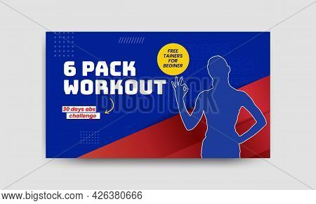 Video Thumbnail For Fitness, Gym Or Workout Channel And Web Banner Template. Thumbnails For Social M