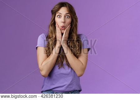 Impressed Surprised Attractive Enthusiastic Girlfriend Hear Shocking Impressive Rumor Gasping Fold L