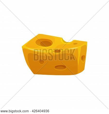 Emmental Swiss Cheese Cut Piece Isolated Dairy Food Realistic Icon. Vector Dietary Food, Mediterrane