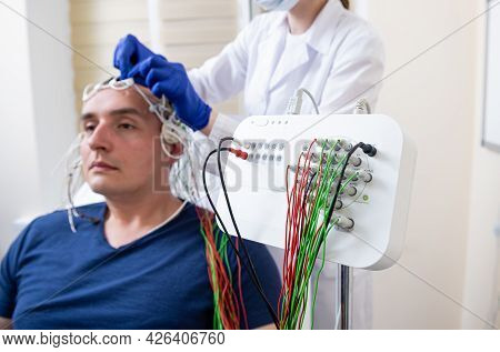 Patient Brain Testing Using Encephalography At Medical Center