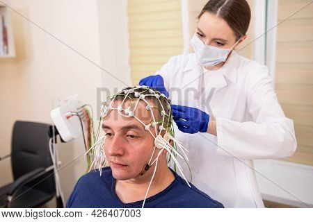 Patient Brain Testing Using Encephalography At Medical Center
