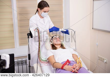 Patient Brain Testing Using Encephalography At Medical Center