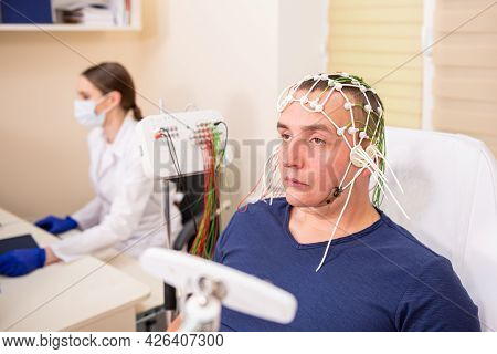 Patient Brain Testing Using Encephalography At Medical Center
