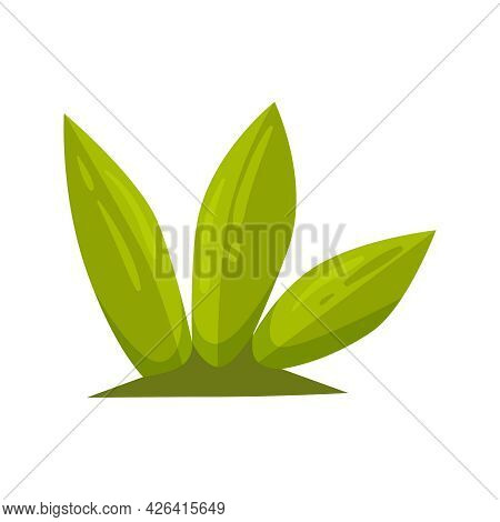 Cartoon Plant With Three Green Leaves For Game User Interface Ladscape Vector Illustration