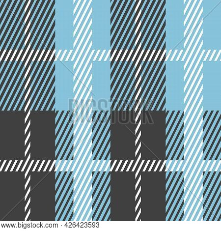 Blue And Grey Scotland Textile Seamless Pattern. Fabric Texture Check Tartan Plaid. Abstract Geometr