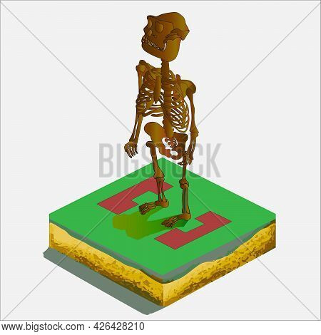 Ancient Man Isometry Vector Sign Color Art
