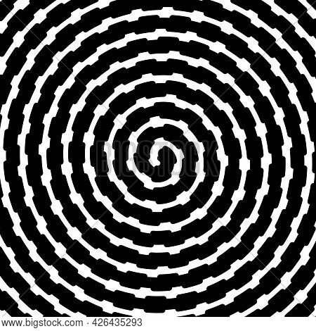 Swirl Hypnotic Black And White Spiral. Monochrome Abstract Background. Vector Flat Geometric Illustr