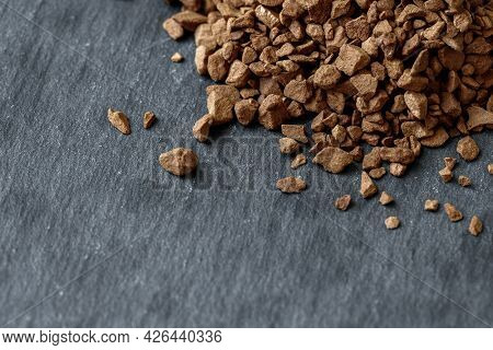 Instant Granular Coffee Macro Photo, Many Small Granules